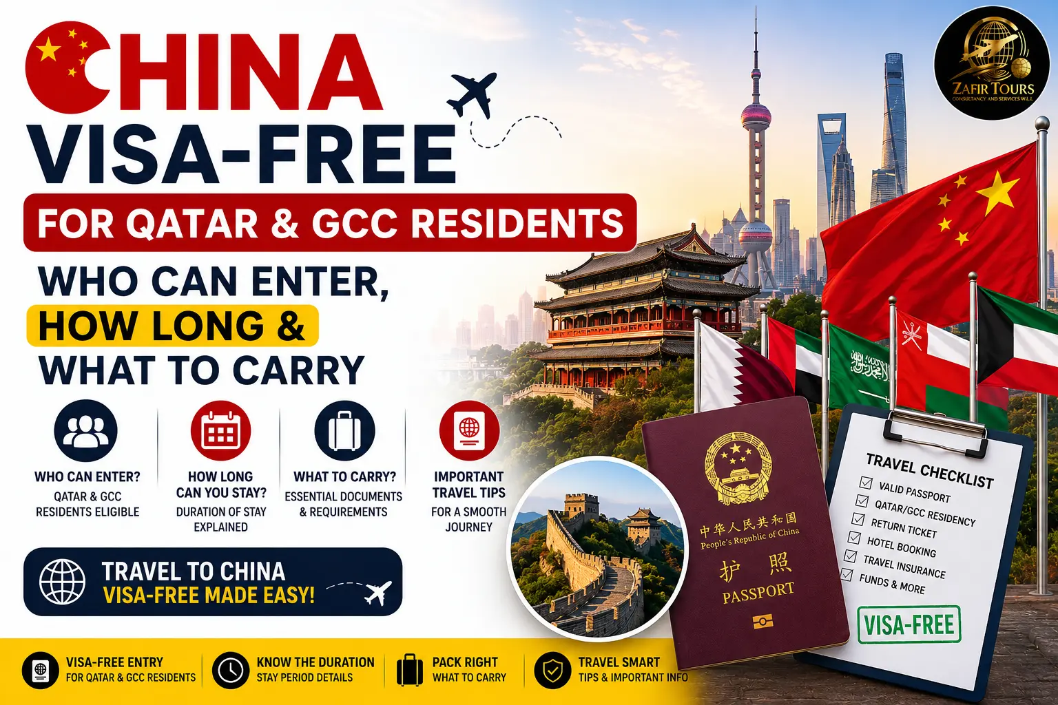 China Visa-Free for Qatar And GCC Residents Who Can Enter, How Long & What to Carry