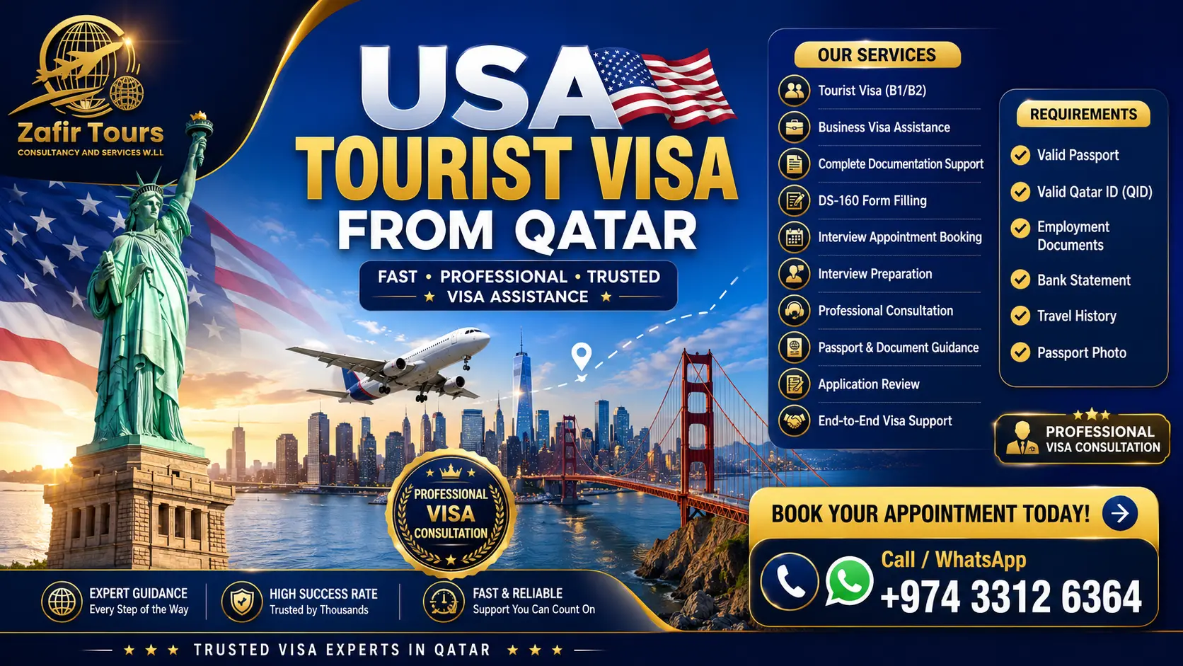 USA Visa from Qatar: Requirements, Fees and Process