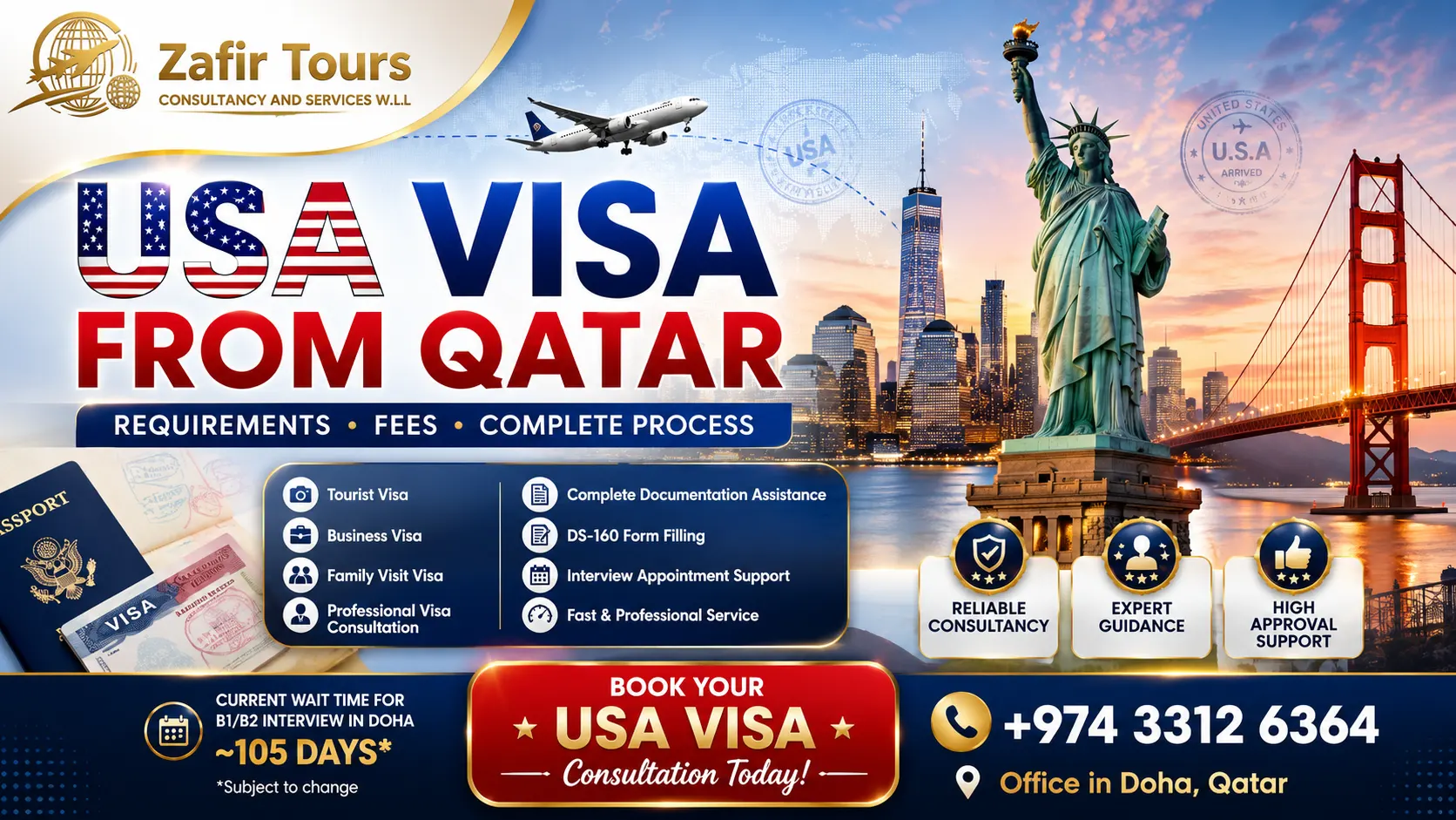 USA Visa from Qatar: Requirements, Fees and Process